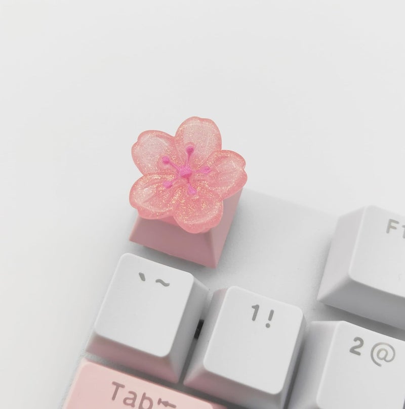 Elacgap Personalized Cute Pink Keycap Handmade OEM Profile DIY Custom Keycap for Mechanical Keyboard MX Switch (Cherry Blossom) - Image 1